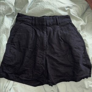 Women's Black Linen Blend Shorts